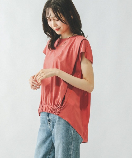 GLOBAL WORK(グローバルワーク)の「快適バックギャザーT/323352(Tシャツ/カットソー・レディース・ブラック/レッド系その他/ブルー・MEDIUM/LARGE)」の3枚目の写真