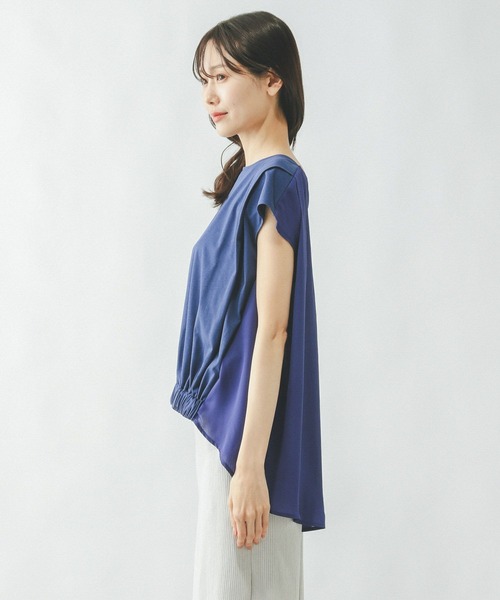 Titilate Valet ★２色展開★　ロゴタグ付きギャザーポイントトップス セール】快適バックギャザーT/323352（Tシャツ/カットソー