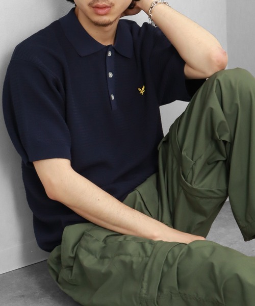 LYLE&SCOTT（ライルアンドスコット）の「【LYLE&SCOTT/ライルアンドスコット】ワンポイント サマーニット半袖ポロシャツ（ポロシャツ・メンズ・ブラック/ベージュ/ブルー/テラコッタ・LL/M/L）」の4枚目の写真