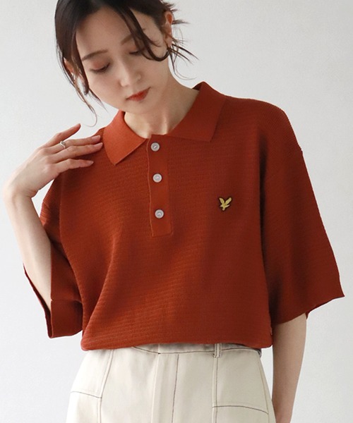 LYLE&SCOTT（ライルアンドスコット）の「【LYLE&SCOTT/ライルアンドスコット】ワンポイント サマーニット半袖ポロシャツ（ポロシャツ・メンズ・ブラック/ベージュ/ブルー/テラコッタ・LL/M/L）」の2枚目の写真