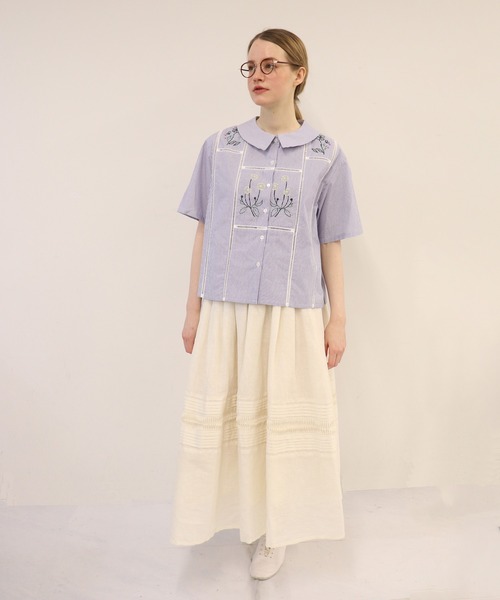 haupia◆半袖ブラウス/38/コットン/CRM/無地/BLMS1588-0117 YARD【シャツブラウス】（シャツ/ブラウス）｜haupia（ハウピア