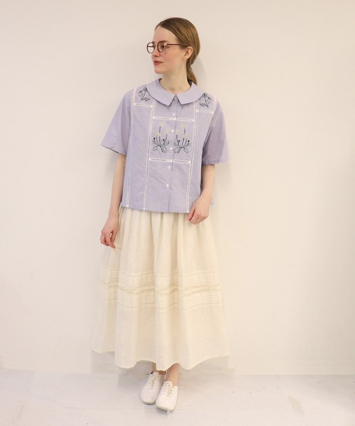 haupia◆半袖ブラウス/38/コットン/CRM/無地/BLMS1588-0117 haupia 「haupia」 半袖ブラウス 38 ホワイト レディース