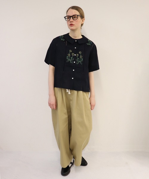 haupia◆半袖ブラウス/38/コットン/CRM/無地/BLMS1588-0117 haupia(ハウピア) / 半袖ブラウス/38/コットン/CRM/無地