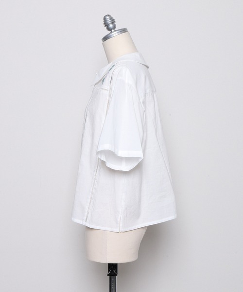 haupia◆半袖ブラウス/38/コットン/CRM/無地/BLMS1588-0117 haupia 「haupia」 半袖ブラウス 38 ホワイト レディース