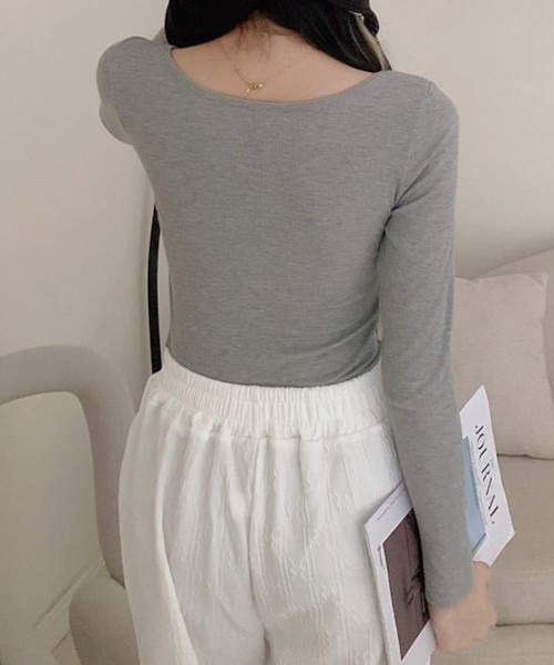 MASHIRO(マシロ)の「【MASHIRO】パッド付き長袖カットオフリブカットソー/ブラトップ(MA/EK100)(Tシャツ/カットソー・レディース・ブラック/ホワイト/グレー・FREE)」の11枚目の写真