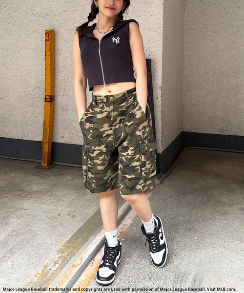 BACK TO THE FIELD（バック トゥー ザ フィールド）の「【MLB】刺しゅうロゴカーゴハーフパンツ（その他パンツ・レディース・カーキ系/ブラック/オフホワイト・FREE）」の4枚目の写真