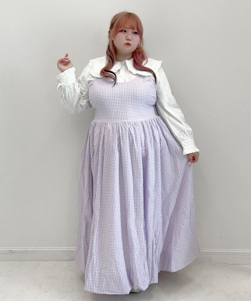 DearMyLoveWhip(ディアマイラブホイップ)の「【大きいサイズ】ギンガムチェックバルーンジャンスカ(ワンピース・レディース・レッド/ブラック/ブラック系その他/ラベンダー/ブルー/ブルー系その他・4L/5L/6L)」の6枚目の写真