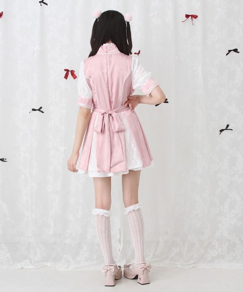 DearMyLove（ディアマイラブ）の「チャイナ風ヨークレースフリルジャガードワンピース（ワンピース・レディース・ボルドー/ラベンダー/ブラック/ベビーピンク・SMALL/MEDIUM/LARGE/LL/3L）」の15枚目の写真