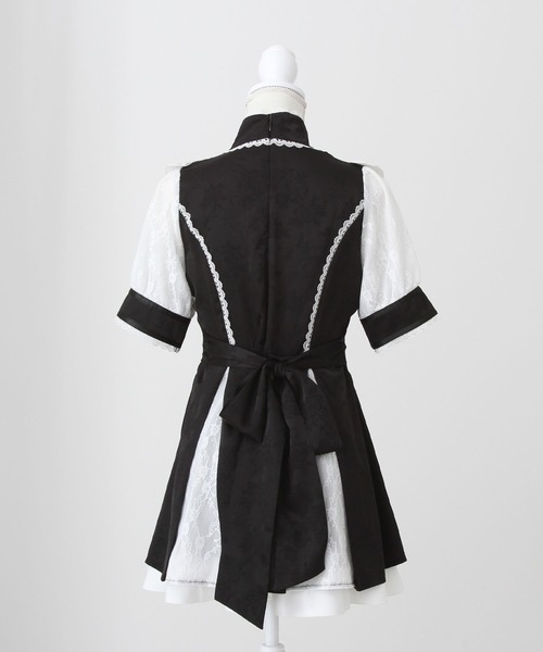 チャイナ釦ジャガードワンピ　黒 チャイナ釦ジャガードワンピ | outlet | axes femme online shop