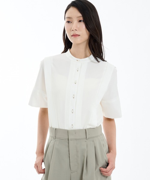 ショルダータックハーフスリーブシャツ（シャツ/ブラウス）｜PUBLIC