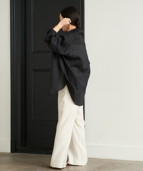 plage(プラージュ)の「《追加》washable linen混 ハイウエストパンツ(スラックス・レディース・ネイビー/ホワイト/ブラウン・34/36/38/40)」の15枚目の写真