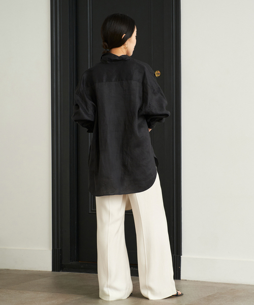 plage(プラージュ)の「《追加》washable linen混 ハイウエストパンツ(スラックス・レディース・ネイビー/ホワイト/ブラウン・34/36/38/40)」の16枚目の写真