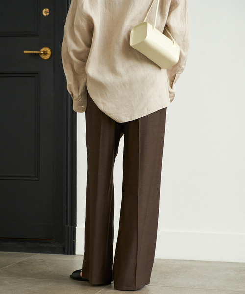 セール】《追加》washable linen混 ハイウエストパンツ（スラックス