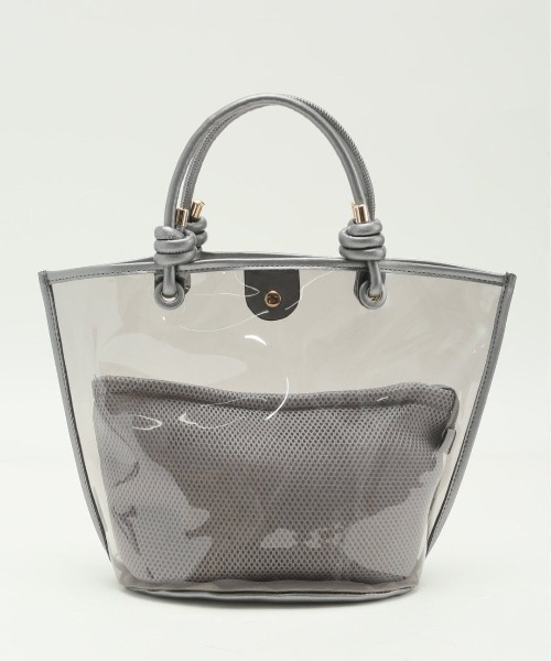 m.f.editorial(エムエフエディトリアル)の「【ポーチ付き】インナーポーチ付き クリアバッグ(ハンドバッグ・レディース・グレー/ブラウン・FREE)」の1枚目の写真