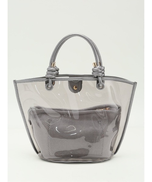 m.f.editorial(エムエフエディトリアル)の「【ポーチ付き】インナーポーチ付き クリアバッグ(ハンドバッグ・レディース・グレー/ブラウン・FREE)」の11枚目の写真