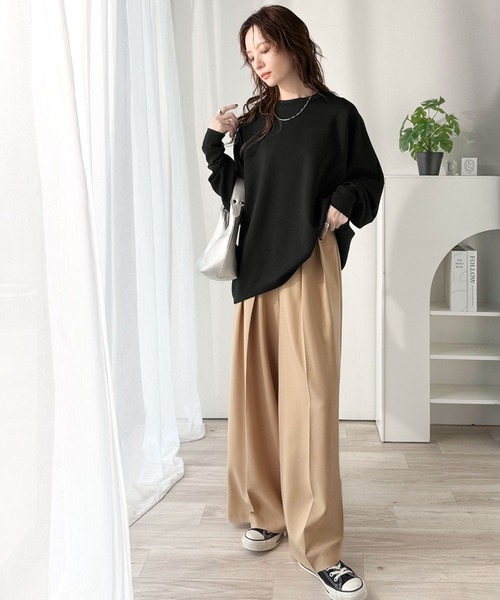 Java（ジャバ）の「《JaVaジャバ コラボ》上品な抜け感と艶感◎ドルマンダンボール素材ビッグトレーナー（長袖）（スウェット・レディース・ブラック/グレイッシュベージュ/ブルー/杢グレー/オフホワイト/チャコール/オートミール・LARGE/MEDIUM/SMALL/X-LARGE）」の20枚目の写真