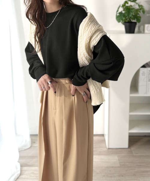 Java（ジャバ）の「《JaVaジャバ コラボ》上品な抜け感と艶感◎ドルマンダンボール素材ビッグトレーナー（長袖）（スウェット・レディース・ブラック/グレイッシュベージュ/ブルー/杢グレー/オフホワイト/チャコール/オートミール・LARGE/MEDIUM/SMALL/X-LARGE）」の22枚目の写真