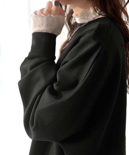 Java（ジャバ）の「《JaVaジャバ コラボ》上品な抜け感と艶感◎ドルマンダンボール素材ビッグトレーナー（長袖）（スウェット・レディース・ブラック/グレイッシュベージュ/ブルー/杢グレー/オフホワイト/チャコール/オートミール・LARGE/MEDIUM/SMALL/X-LARGE）」の18枚目の写真