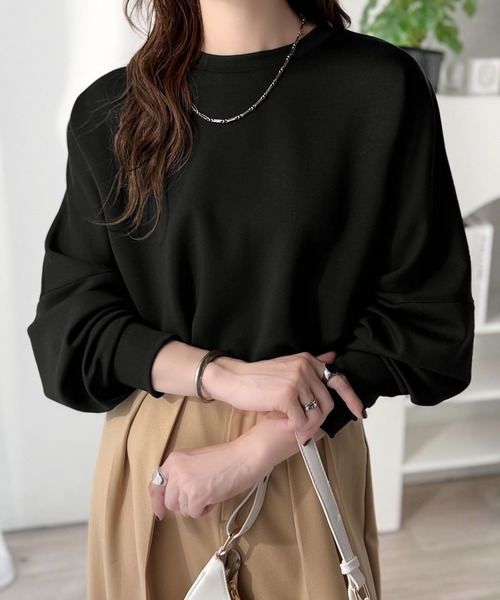 Java（ジャバ）の「《JaVaジャバ コラボ》上品な抜け感と艶感◎ドルマンダンボール素材ビッグトレーナー（長袖）（スウェット・レディース・ブラック/グレイッシュベージュ/ブルー/杢グレー/オフホワイト/チャコール/オートミール・LARGE/MEDIUM/SMALL/X-LARGE）」の19枚目の写真