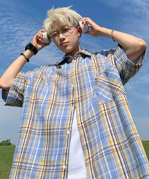 Ressaca | オーバーサイズ半袖チェック柄シャツ(シャツ/ブラウス)