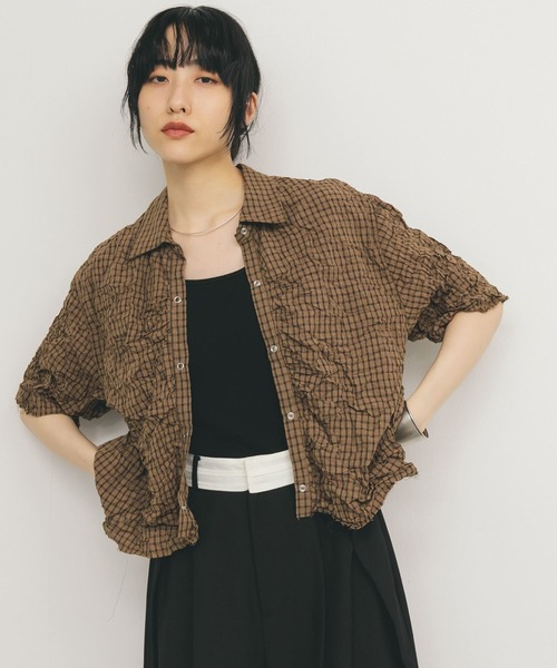 KBF（ケイビーエフ）の「ワッシャーチェックシャツ（シャツ/ブラウス・レディース・ホワイト/ブラウン系その他/グレー系その他・ONE）」の16枚目の写真