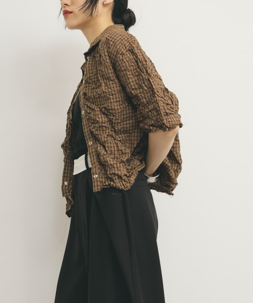 KBF（ケイビーエフ）の「ワッシャーチェックシャツ（シャツ/ブラウス・レディース・ホワイト/ブラウン系その他/グレー系その他・ONE）」の17枚目の写真