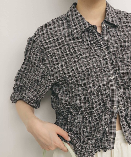 KBF（ケイビーエフ）の「ワッシャーチェックシャツ（シャツ/ブラウス・レディース・ホワイト/ブラウン系その他/グレー系その他・ONE）」の21枚目の写真