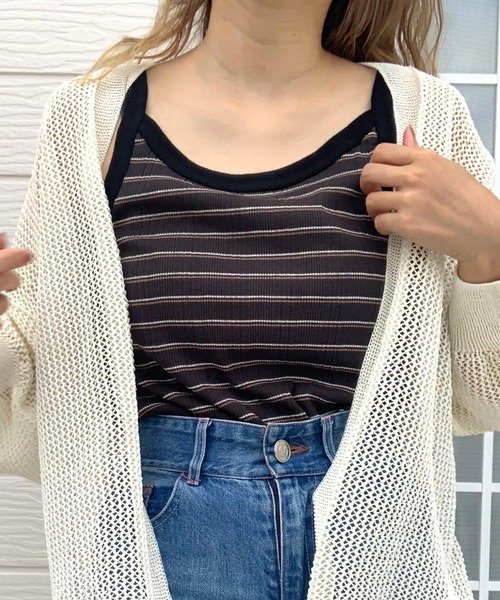 Q（キュー）の「ランダムリブ2wayキャミ（キャミソール・レディース・ブラック系/ホワイト系/アイボリー/パープル系/チャコールグレー/ベージュ系・MEDIUM）」の4枚目の写真