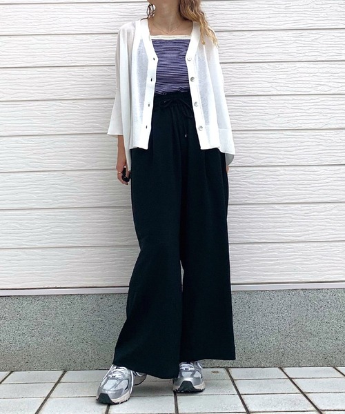 Q（キュー）の「ランダムリブ2wayキャミ（キャミソール・レディース・ブラック系/ホワイト系/アイボリー/パープル系/チャコールグレー/ベージュ系・MEDIUM）」の20枚目の写真