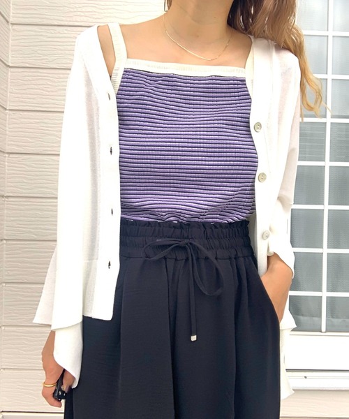 Q（キュー）の「ランダムリブ2wayキャミ（キャミソール・レディース・ブラック系/ホワイト系/アイボリー/パープル系/チャコールグレー/ベージュ系・MEDIUM）」の19枚目の写真