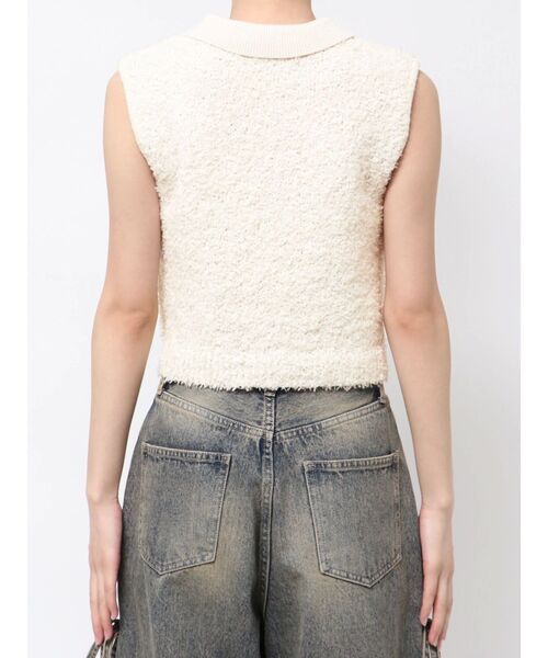 EMODA（エモダ）の「フリンジヤーンタンクトップ（ニット/セーター・レディース・アイボリー/ブラック/グレー・FREE）」の7枚目の写真