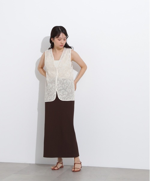 N.（N. Natural Beauty Basic）（エヌエヌナチュラルビューティーベーシック）の「【PS/低身長サイズ】ウエストダーツタイトスカート（スカート・レディース・オフホワイト/ブラウン・MEDIUM/P/S）」の20枚目の写真