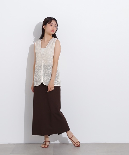 N.（N. Natural Beauty Basic）（エヌエヌナチュラルビューティーベーシック）の「【PS/低身長サイズ】ウエストダーツタイトスカート（スカート・レディース・オフホワイト/ブラウン・MEDIUM/P/S）」の22枚目の写真