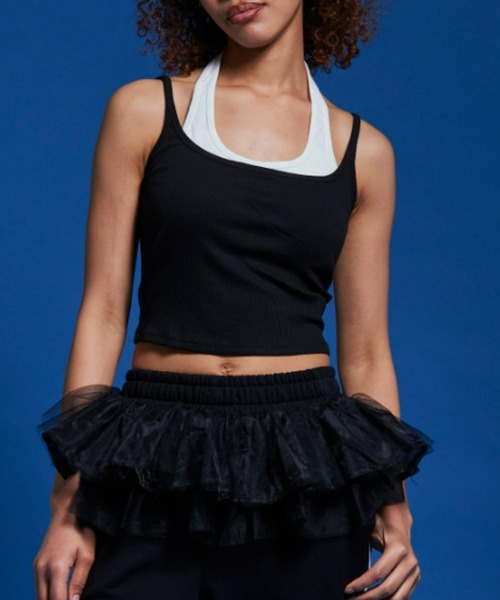 FIG&VIPER(フィグアンドバイパー)の「レイヤードブラトップ(キャミソール・レディース・ブラウン/ブラック/グレー・FREE)」の2枚目の写真