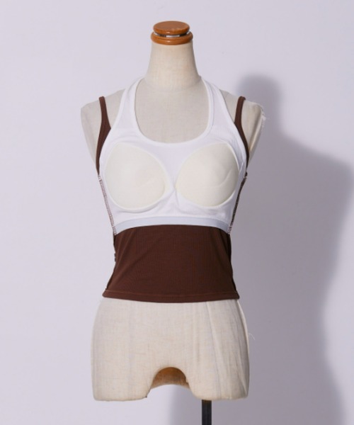 FIG&VIPER(フィグアンドバイパー)の「レイヤードブラトップ(キャミソール・レディース・ブラウン/ブラック/グレー・FREE)」の13枚目の写真