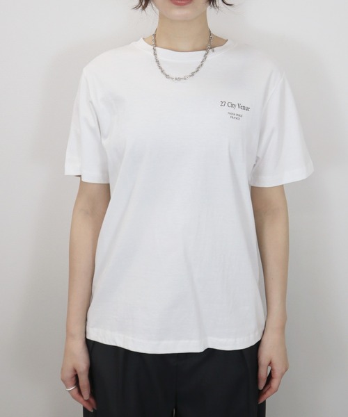 Reurie'（レウリィ）の「バックロゴT／back logo T 半袖 クルーネック 英字ロゴ シンプル カジュアル ベーシック 韓国 ノームコア（Tシャツ/カットソー・レディース・ブラック/ホワイト・FREE）」の10枚目の写真