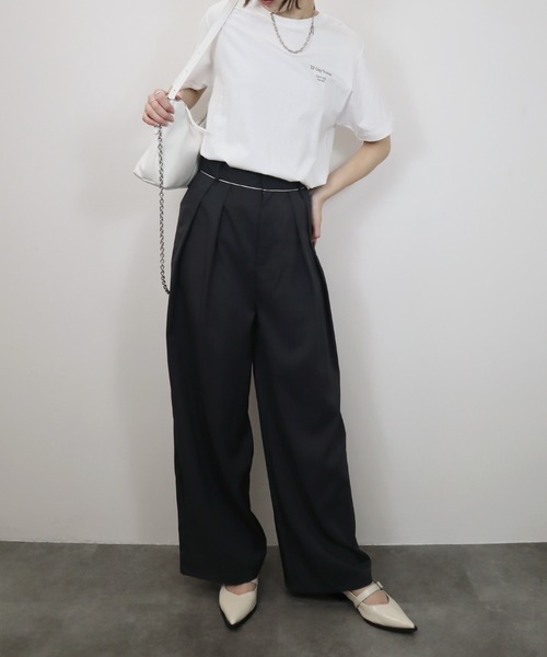 Reurie'（レウリィ）の「バックロゴT／back logo T 半袖 クルーネック 英字ロゴ シンプル カジュアル ベーシック 韓国 ノームコア（Tシャツ/カットソー・レディース・ブラック/ホワイト・FREE）」の12枚目の写真
