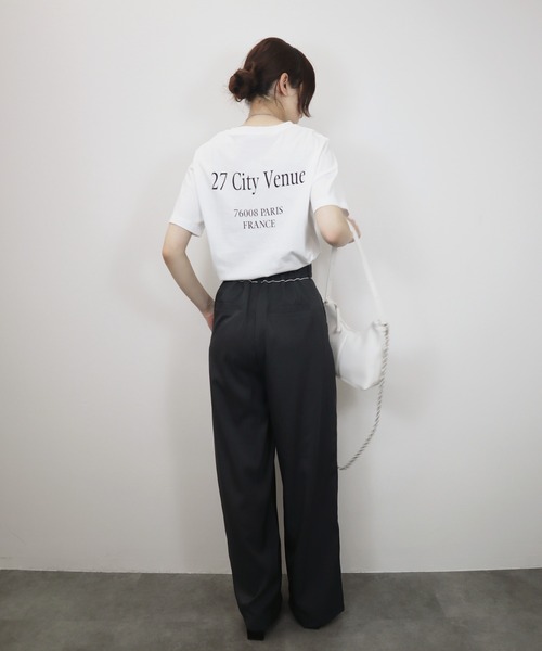 Reurie'（レウリィ）の「バックロゴT／back logo T 半袖 クルーネック 英字ロゴ シンプル カジュアル ベーシック 韓国 ノームコア（Tシャツ/カットソー・レディース・ブラック/ホワイト・FREE）」の14枚目の写真