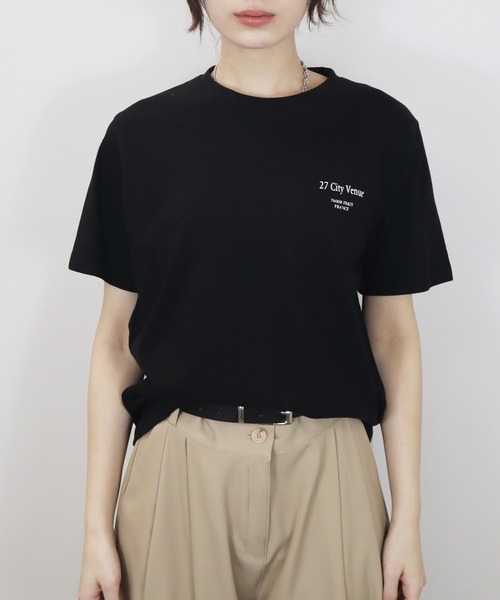 Reurie'（レウリィ）の「バックロゴT／back logo T 半袖 クルーネック 英字ロゴ シンプル カジュアル ベーシック 韓国 ノームコア（Tシャツ/カットソー・レディース・ブラック/ホワイト・FREE）」の15枚目の写真