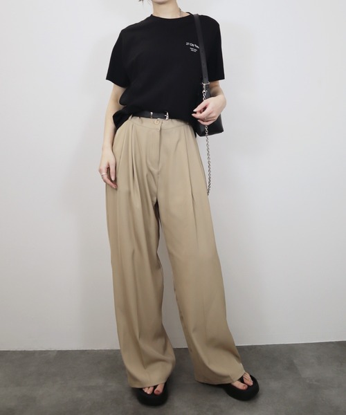 Reurie'（レウリィ）の「バックロゴT／back logo T 半袖 クルーネック 英字ロゴ シンプル カジュアル ベーシック 韓国 ノームコア（Tシャツ/カットソー・レディース・ブラック/ホワイト・FREE）」の16枚目の写真