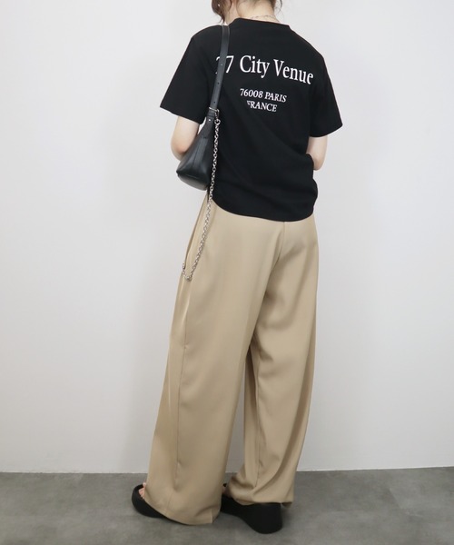 Reurie'（レウリィ）の「バックロゴT／back logo T 半袖 クルーネック 英字ロゴ シンプル カジュアル ベーシック 韓国 ノームコア（Tシャツ/カットソー・レディース・ブラック/ホワイト・FREE）」の17枚目の写真