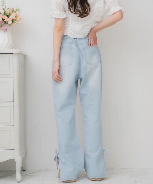 ems excite（エムズエキサイト）の「スリットリボンPT（デニムパンツ・レディース・ブラック/ブルー系その他5/ダークブルー・FREE）」の6枚目の写真