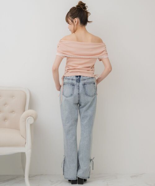 ems excite（エムズエキサイト）の「スリットリボンPT（デニムパンツ・レディース・ブラック/ブルー系その他5/ダークブルー・FREE）」の10枚目の写真