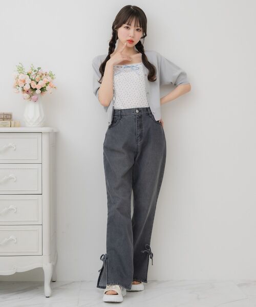 ems excite（エムズエキサイト）の「スリットリボンPT（デニムパンツ・レディース・ブラック/ブルー系その他5/ダークブルー・FREE）」の15枚目の写真