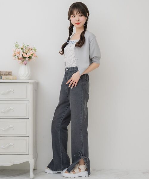 ems excite（エムズエキサイト）の「スリットリボンPT（デニムパンツ・レディース・ブラック/ブルー系その他5/ダークブルー・FREE）」の17枚目の写真