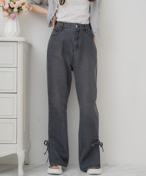 ems excite（エムズエキサイト）の「スリットリボンPT（デニムパンツ・レディース・ブラック/ブルー系その他5/ダークブルー・FREE）」の19枚目の写真