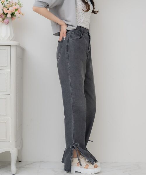 ems excite（エムズエキサイト）の「スリットリボンPT（デニムパンツ・レディース・ブラック/ブルー系その他5/ダークブルー・FREE）」の20枚目の写真