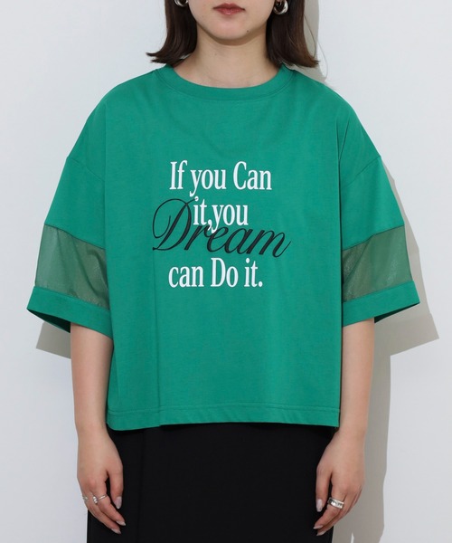 EGLANTINE(エグランティーヌ)の「EGLANTINE オーガンジー切替5分袖ロゴカットソー(Tシャツ/カットソー・レディース・ブラック/オフホワイト/グリーン/ピンク・40)」の21枚目の写真