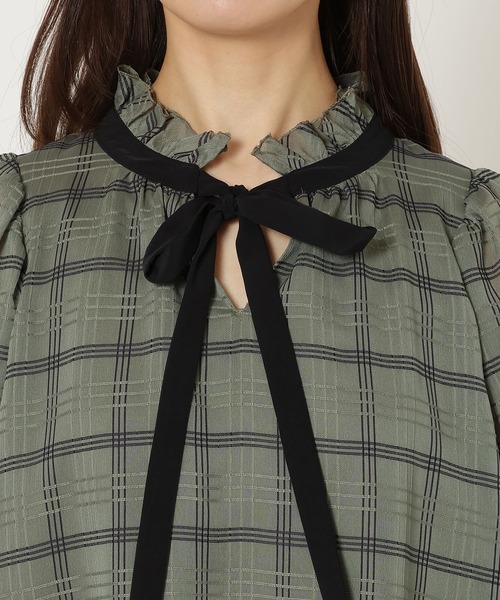 シアーチェック配色リボンブラウス（シャツ/ブラウス）｜Rose Tiara