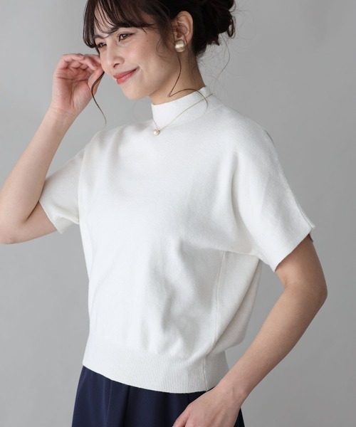 エーレスタイル Ehre style 今からの季節とにかく使える！半袖ニット （ホワイト） 今からの季節とにかく使える！半袖ニット（ニット/セーター